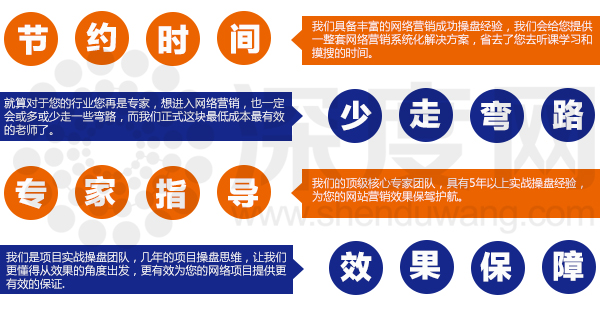 深度網(wǎng)具有項目實戰(zhàn)操盤團隊，更有效的為您的網(wǎng)絡項目提供保障